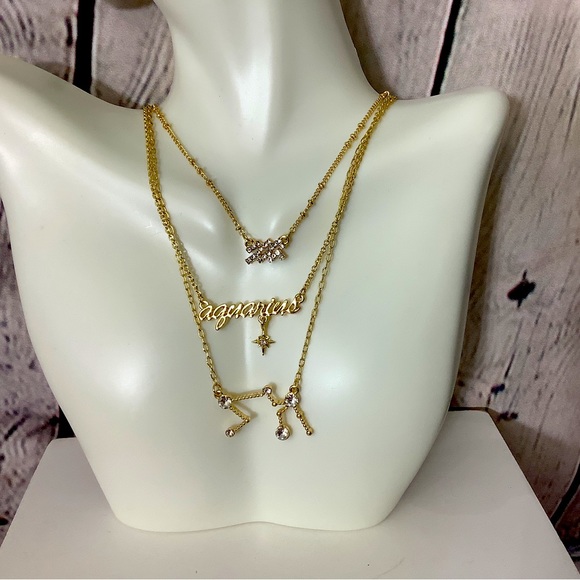18K Gold Plated Zodiac Diamond Necklace - Picture 1 of 9